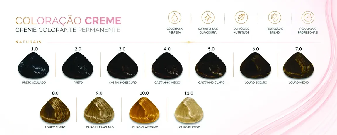 Cartela de Cores MY LIZ Evolution — Tons Naturais 1.0 ao 11.0