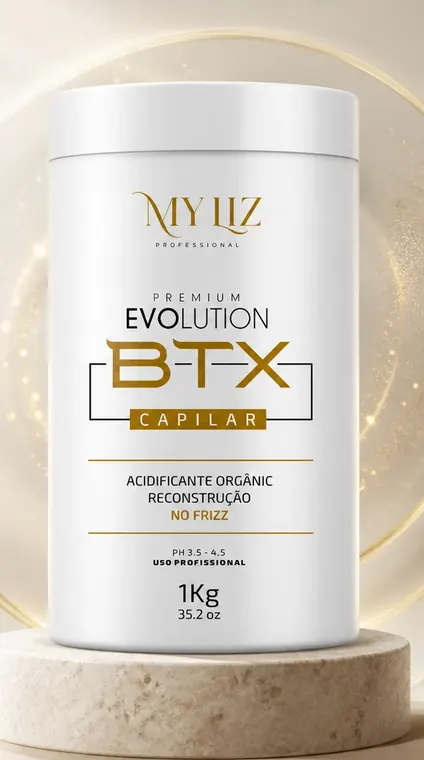 MY LIZ Premium Evolution BTX Capilar 1Kg — Acidificante Orgânico Reconstrução No Frizz pH 3.5-4.5